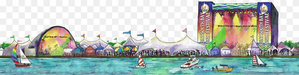 Drawing Of The Great South Bay Music Festival Courtesy Great South Bay Music Festival, Boat, Vehicle, Sailboat, Transportation Free Transparent Png