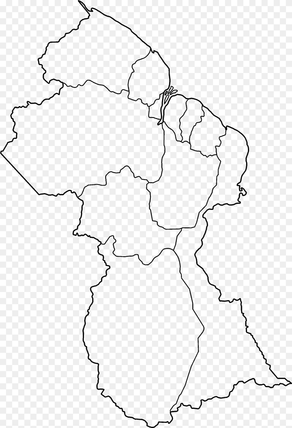 Drawing Of The Map Of Guyana, Gray Png