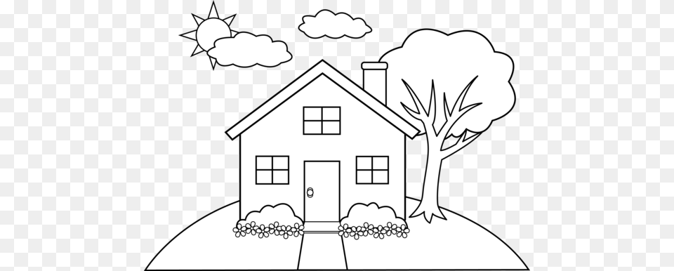 Drawing Outlines House House With Tree Outline, Art, Architecture, Building, Housing Free Png Download