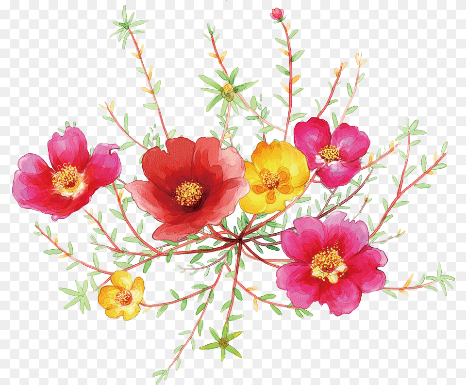 Drawing Painting Illustration Bright Watercolor Flowers, Art, Pattern, Floral Design, Graphics Free Transparent Png