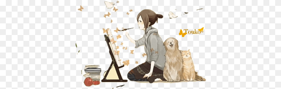 Drawing Paiting Anime Girl Anime Girl Painting Render, Person, Child, Female, Publication Png Image