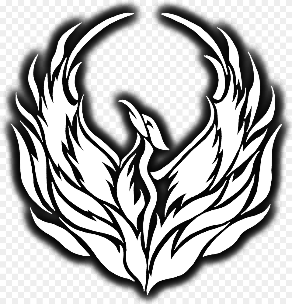 Drawing Phoenix Logo Transparent White Phoenix Logo, Stencil, Person, Symbol Free Png Download