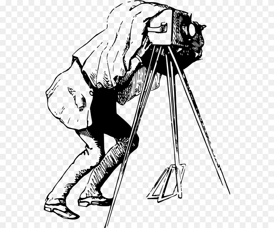 Drawing Photographer Camera Line Art Vintage Photographer Clipart, Gray Png