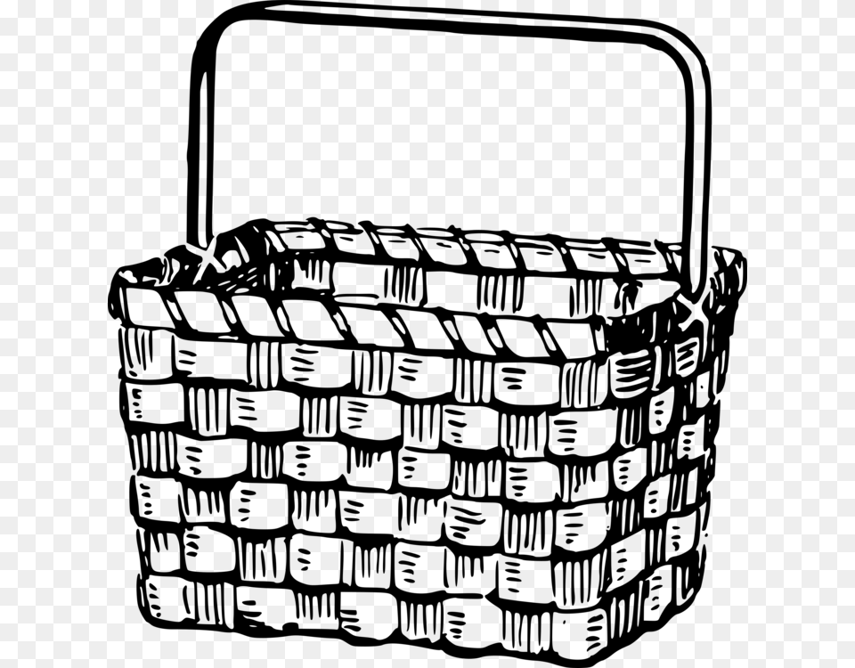 Drawing Picnic Baskets Line Art Fishing Basket, Gray Png