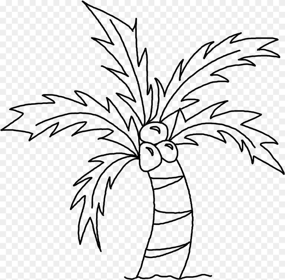Drawing Picture Of Coconut Tree Easy Drawing Of Coconut Tree, Gray Png Image