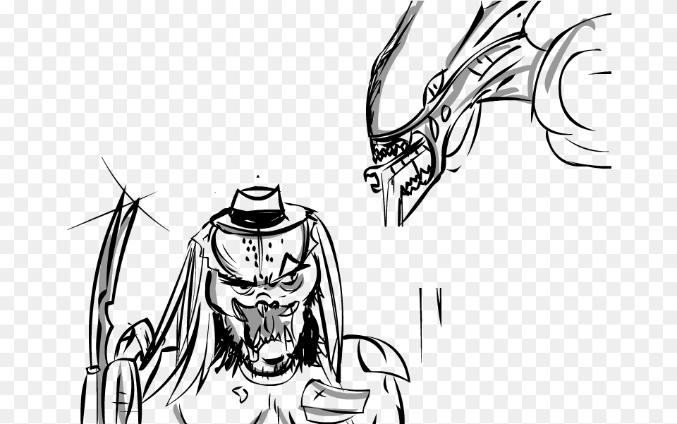 Drawing Predator Xenomorph Alien, Stencil, Adult, Male, Man Free Png