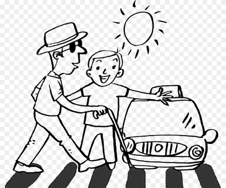 Drawing Road Person Old Man Crossing The Road Drawing, Tarmac, Zebra Crossing, Stencil, Face Free Transparent Png