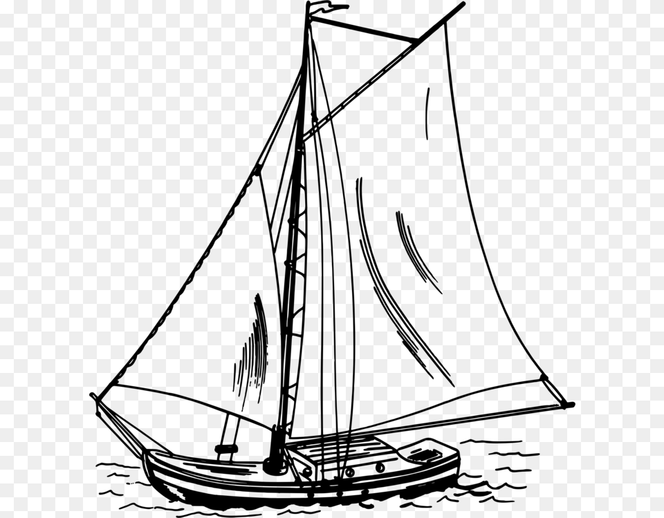 Drawing Sailboats Clipart Sailboat Sailing Boat Clip Art, Gray Free Png Download