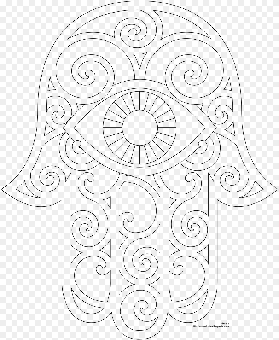 Drawing Scarf Diy Embroidery Designs Hamsa Hand Pattern, Gray Png Image