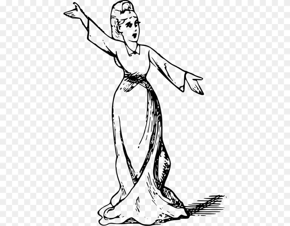 Drawing Singer Singing Music Woman Opera Singer, Gray Free Transparent Png