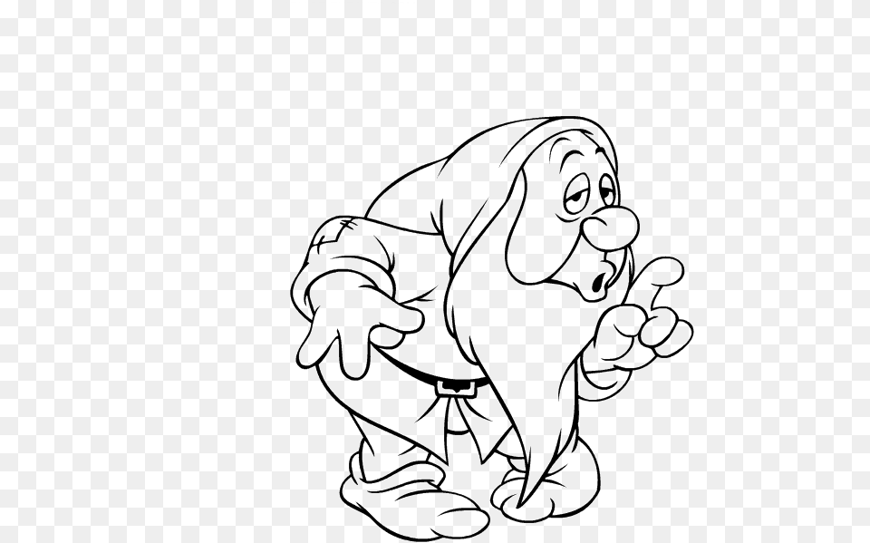 Drawing Snow White And The Seven Dwarfs 44 Coloring Pages Of Disney Seven Dwarfs, Stencil, Person, Animal, Ape Free Transparent Png