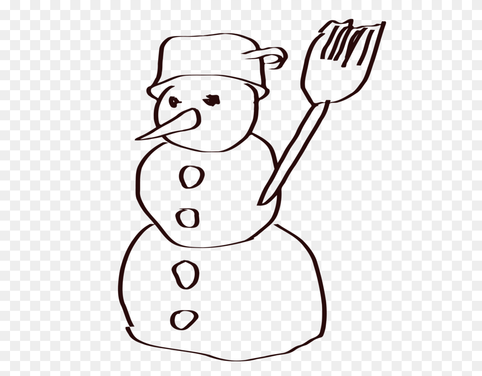 Drawing Snowman Line Art Windows Metafile, Cutlery, Fork, Body Part, Hand Free Png Download