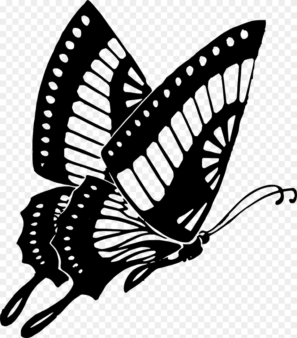 Drawing Spring Purple Butterfly Butterfly Black And White, Stencil, Silhouette, Smoke Pipe, Art Free Transparent Png