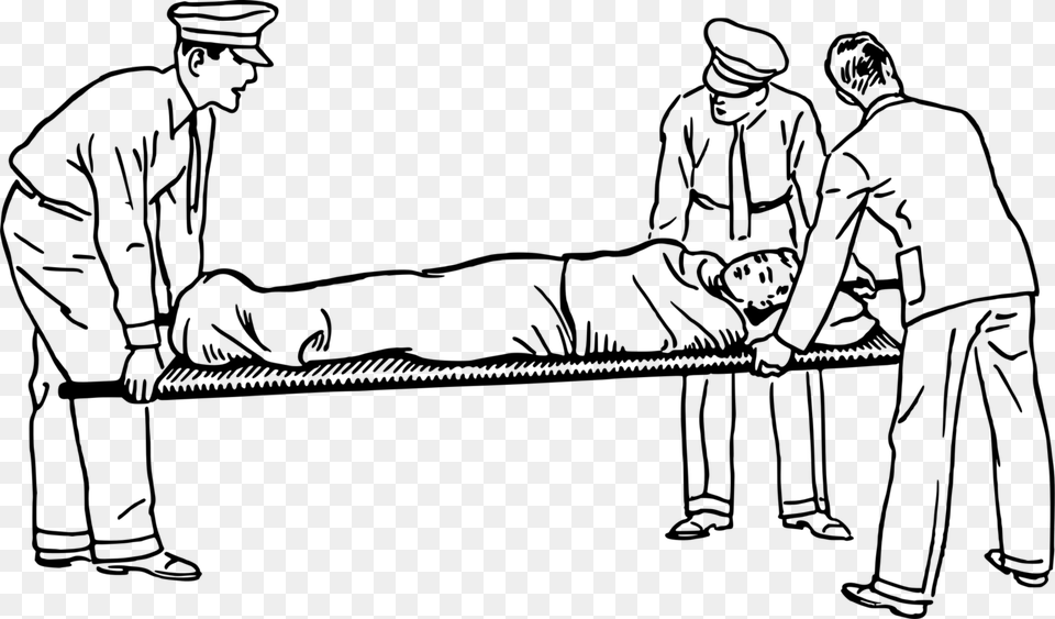 Drawing Stretcher Cartoon Paramedic Human, Gray Png