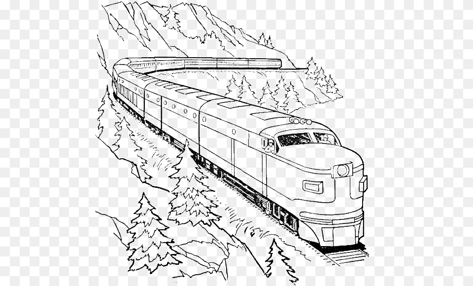 Drawing Train Template Clipart Train Coloring Pages Adult, Railway, Transportation, Vehicle, Locomotive Free Transparent Png