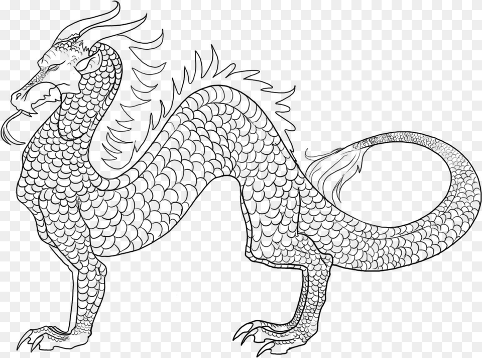 Drawing Transparent Dragon Japanese Dragon Drawing Easy, Gray Free Png