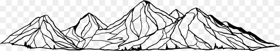 Drawing Transparent Mountain Black Mountain Sketch, Gray Png Image