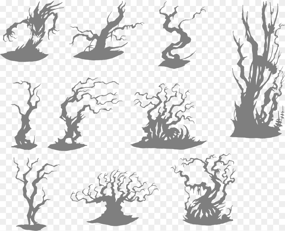 Drawing Tree Woody Plant Swamp Tree Drawing, Stencil, Art, Person, Fire Free Png