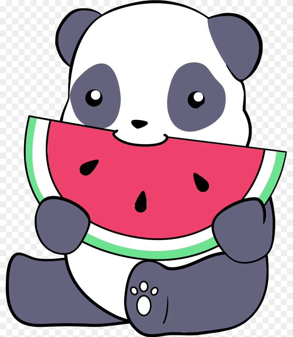 Drawing Tumblr Panda Watermelon Panda, Food, Fruit, Produce, Plant Free Transparent Png
