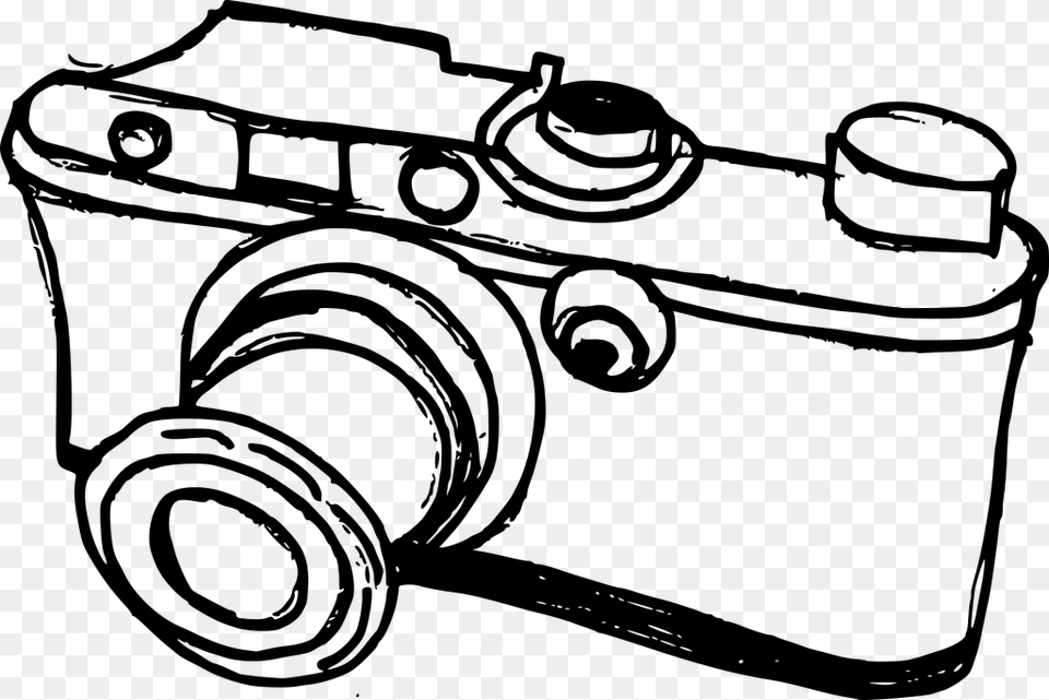 Drawing Watercolors Camera Line Art, Gray Png