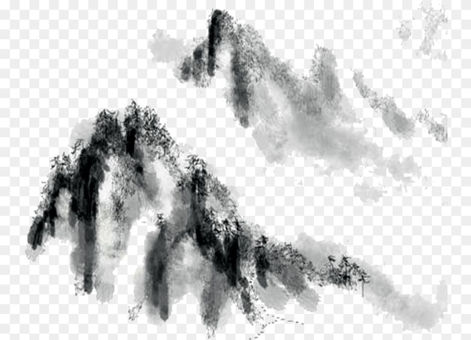Drawing Waterfalls Water Colour Chinese Water Ink Drawing, Smoke, Outdoors, Nature, Weather Free Transparent Png