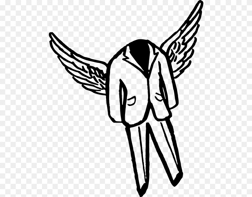 Drawing Wingsuit Flying Angel, Gray Png Image