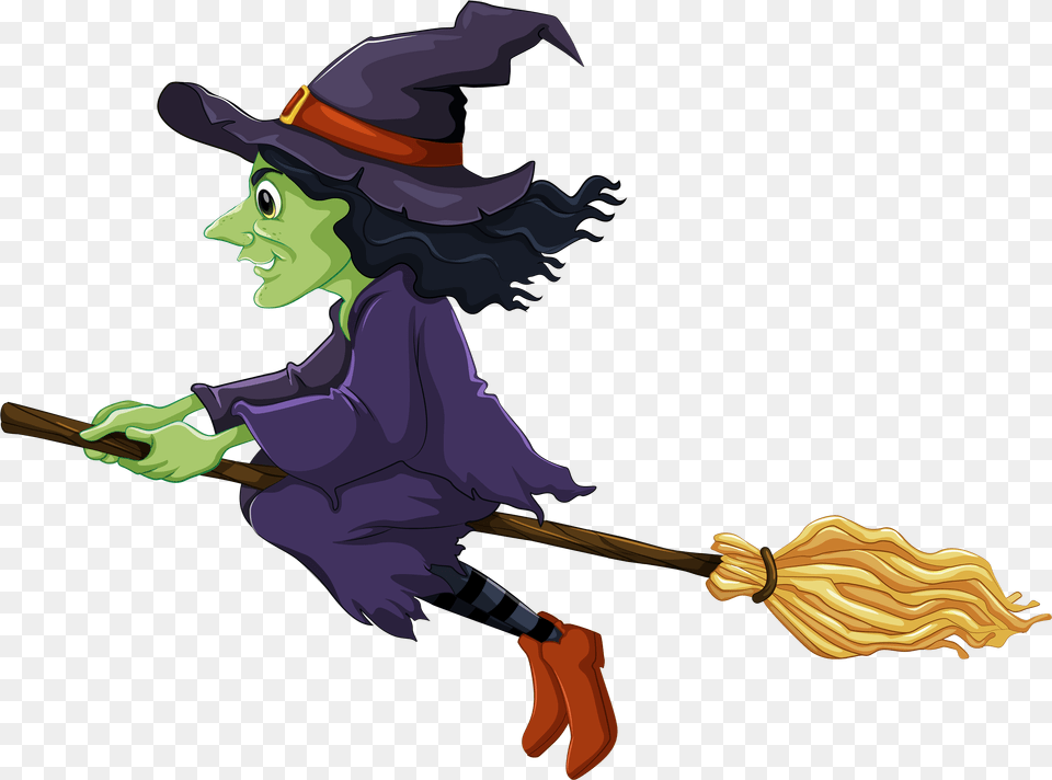 Drawing Witch Broom Background Clipart Halloween Witch, Cleaning, Person, Face, Head Png Image