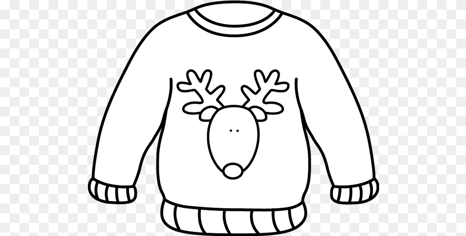 Drawings Of Ugly Christmas Sweaters Clip Art Library Ugly Sweater Clipart Black And White, Vegetable, Stencil, Produce, Plant Free Transparent Png