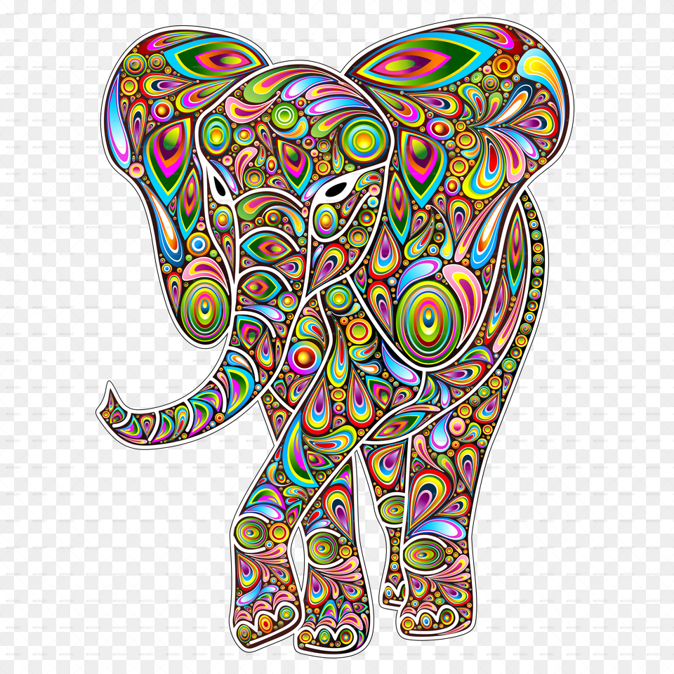 Drawn Asian Elephant Psychedelic Ebern Designs Grace Indian Elephant Figure With Trippy Png Image