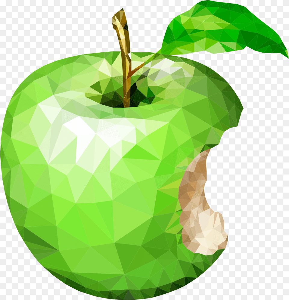 Drawn Bitten Green Apple Geometric Art Of A Apple, Food, Fruit, Plant, Produce Free Transparent Png