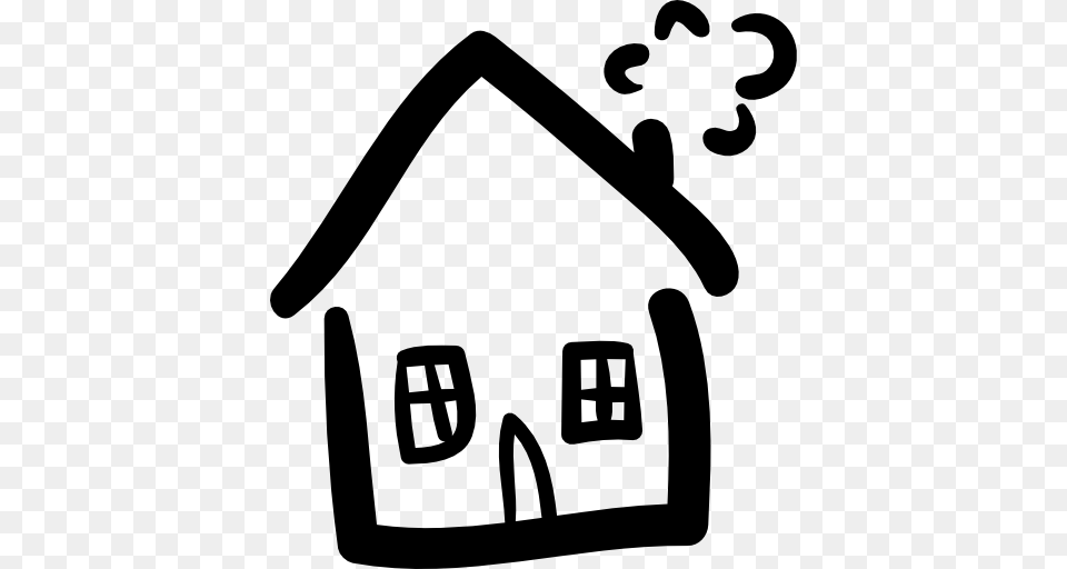 Drawn Building House Icon, Gray Free Png