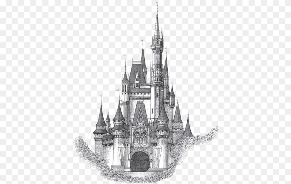 Drawn Building Tumblr Disney World Cinderella Castle, Architecture, Spire, Tower, Cathedral Png