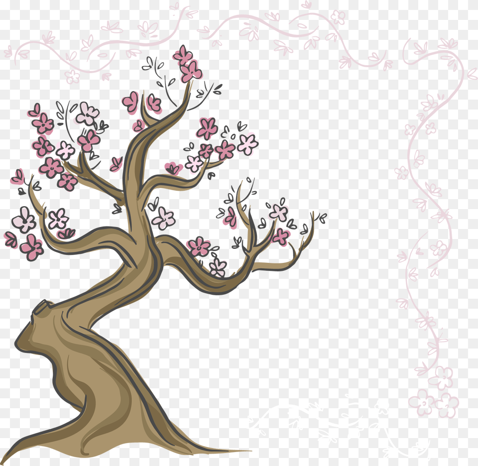 Drawn Cherry Blossom Cherry Bloosom Dibujo Rbol Cerezos Japones, Art, Flower, Graphics, Plant Free Png