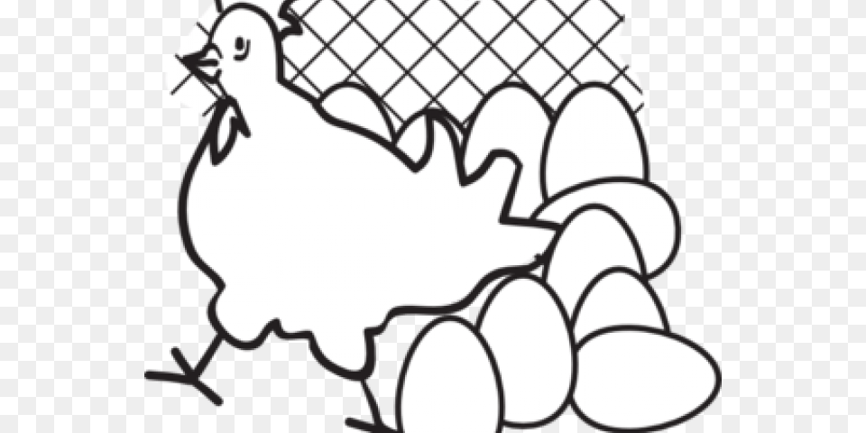 Drawn Chick Egg Black And White Chickens With Eggs, Animal, Hen, Fowl, Chicken Free Transparent Png