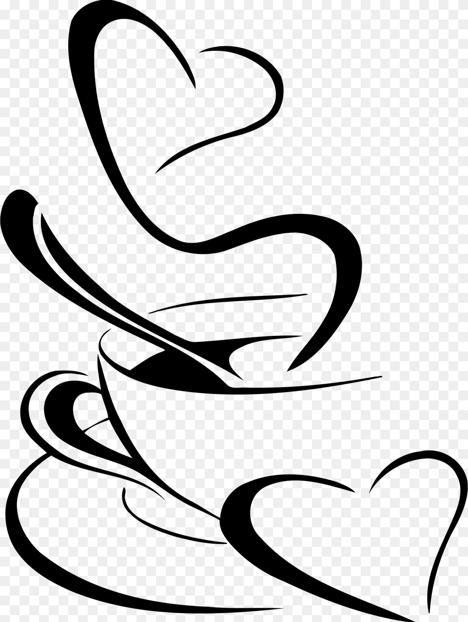 Drawn Coffee Heart Clip Art, Gray Free Png Download