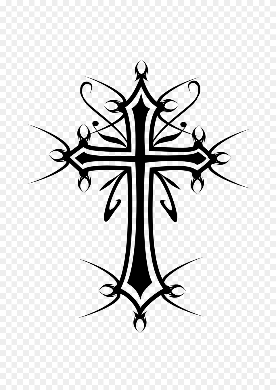 Drawn Cross Black And White, Gray Free Png