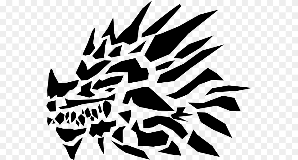 Drawn Dragon Graffiti Stencil, Gray Png Image