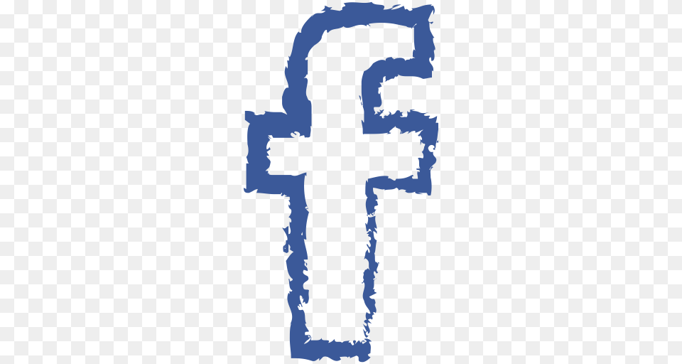 Drawn Facebook Grunge Line Media Social Icon, Cross, Symbol, Person Png