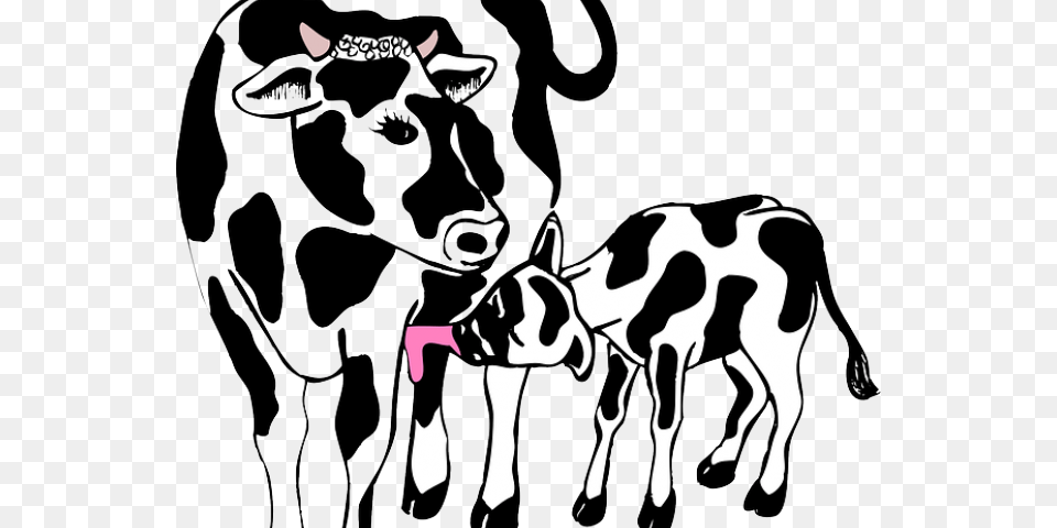 Drawn Farm Animals Svg Cow And Calf Clipart, Animal, Cattle, Mammal, Livestock Png Image