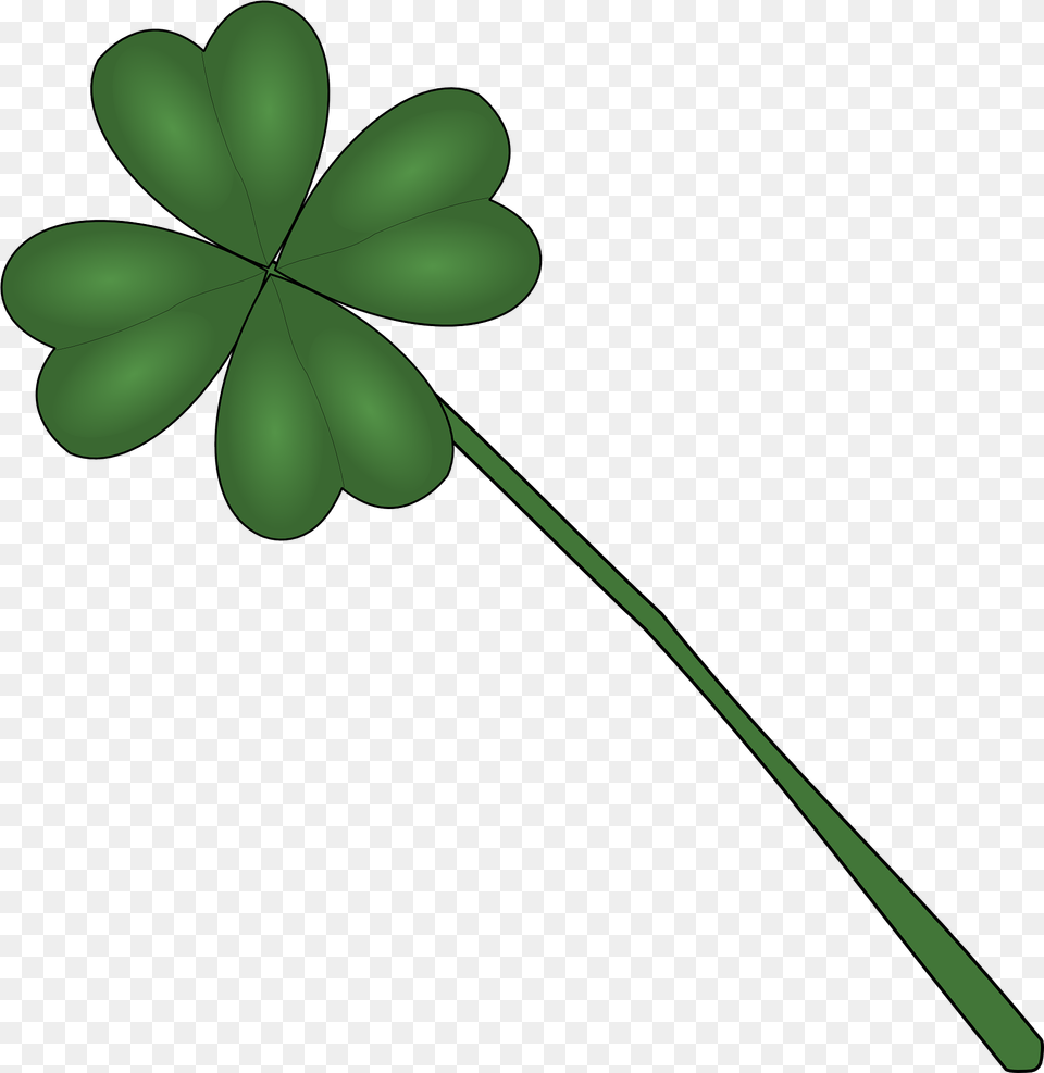 Drawn Four Leaf Clover On A White Background Free St Day Clip Art, Flower, Geranium, Green, Plant Png