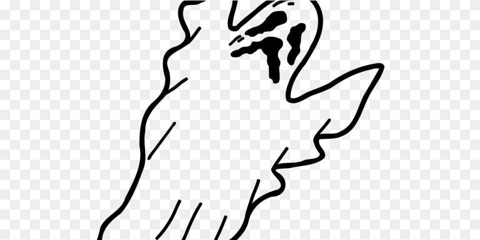 Drawn Ghostly Ghost Face Scary Ghost Outline, Gray Free Png Download