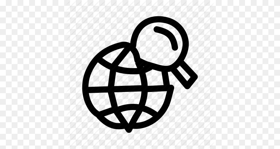 Drawn Globe Hand Internet Magnifier Navigation Search Icon, Ammunition, Weapon Free Png