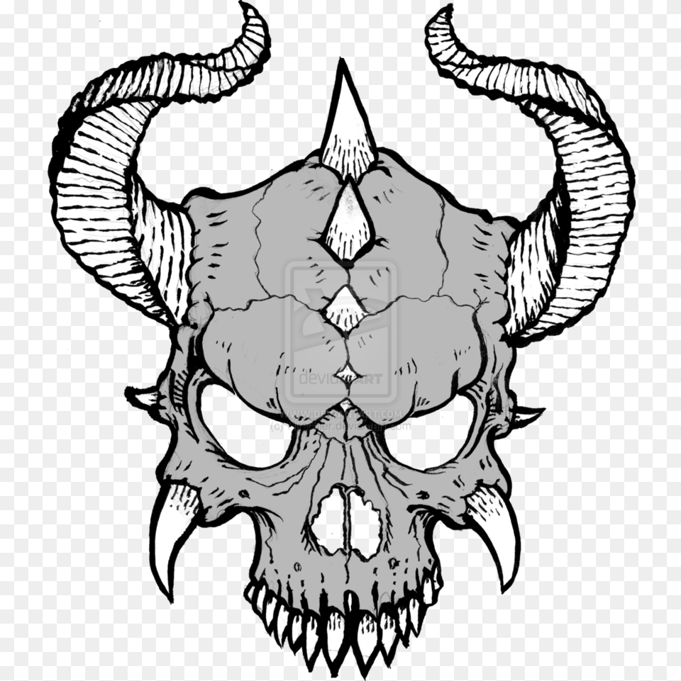 Drawn Horns Skull Cool Skulls To Draw, Person, Emblem, Symbol, Face Free Transparent Png