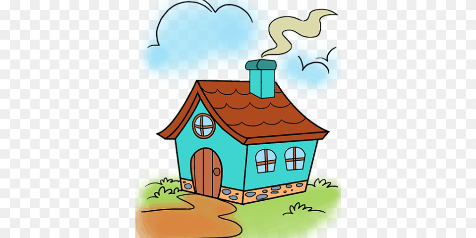 Drawn House Cartoon Flower, Architecture, Outdoors, Nature, Hut Free Transparent Png