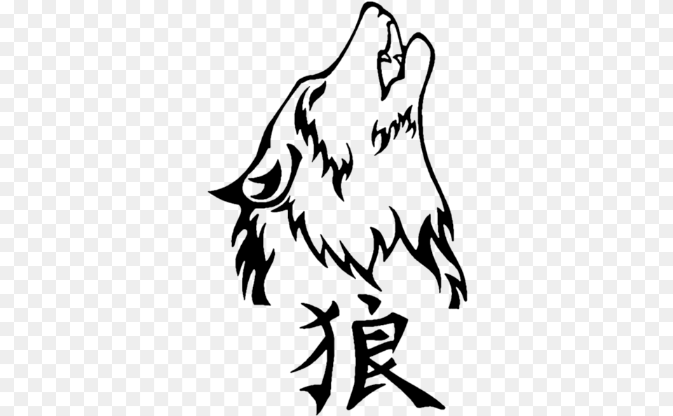 Drawn Howling Wolf Transparent Wolf Tattoo Transparent Background, Stencil, Person Free Png Download