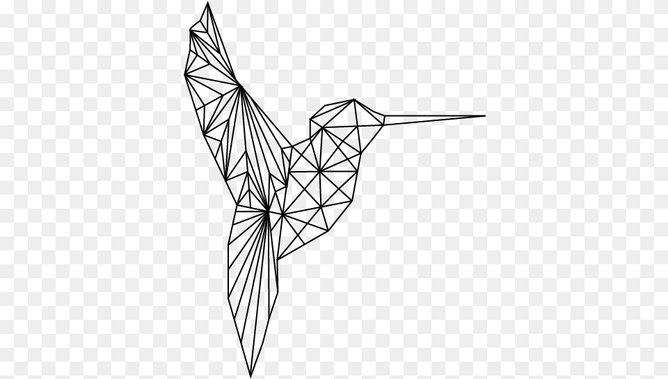 Drawn Hummingbird Geometric Geometric Bird Transparent, Gray Png