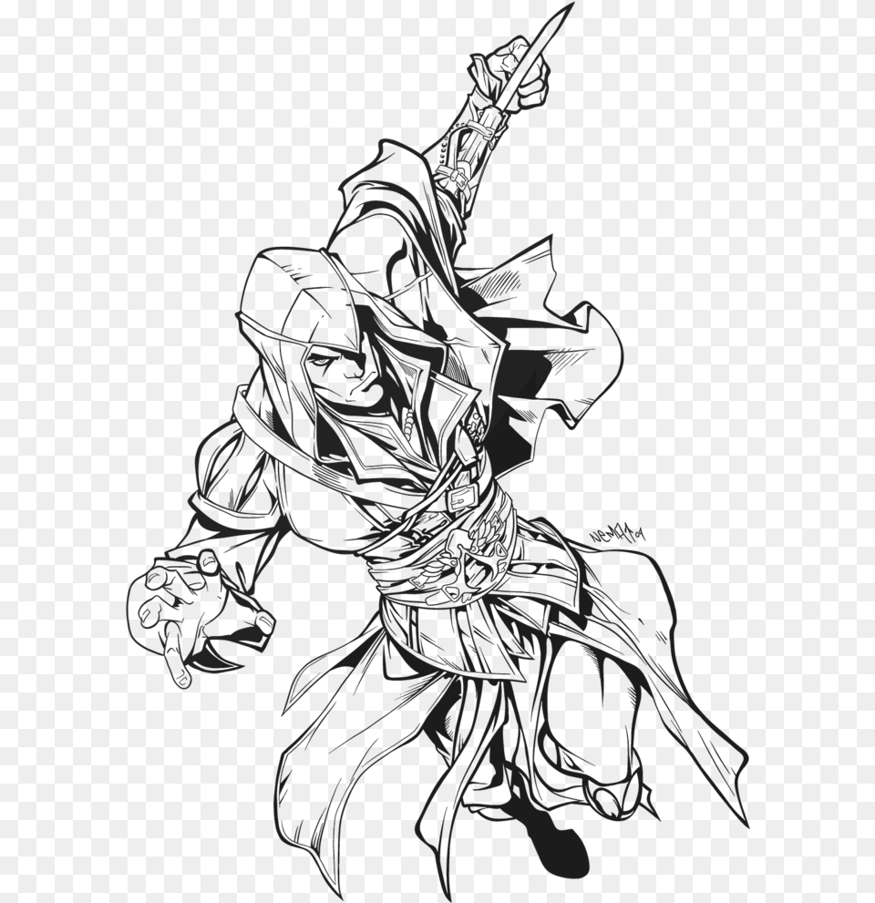 Drawn Ivy Ink Assassin39s Creed Cartoon Drawings, Art, Person, Drawing Free Transparent Png