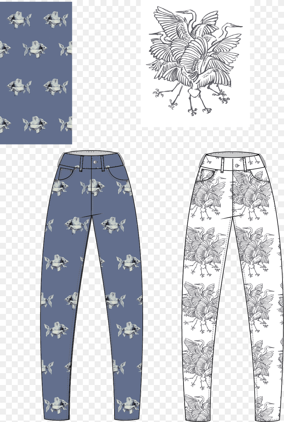 Drawn Jeans Cool Painted Pajamas, Clothing, Pants, Plant Png Image