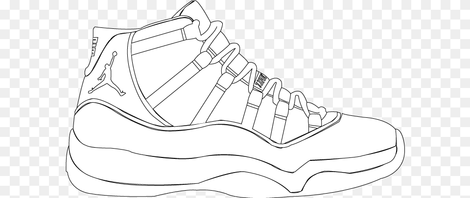 Drawn Jordania Concord Jordan 11 Shoe Drawings, Clothing, Footwear, Sneaker Free Transparent Png