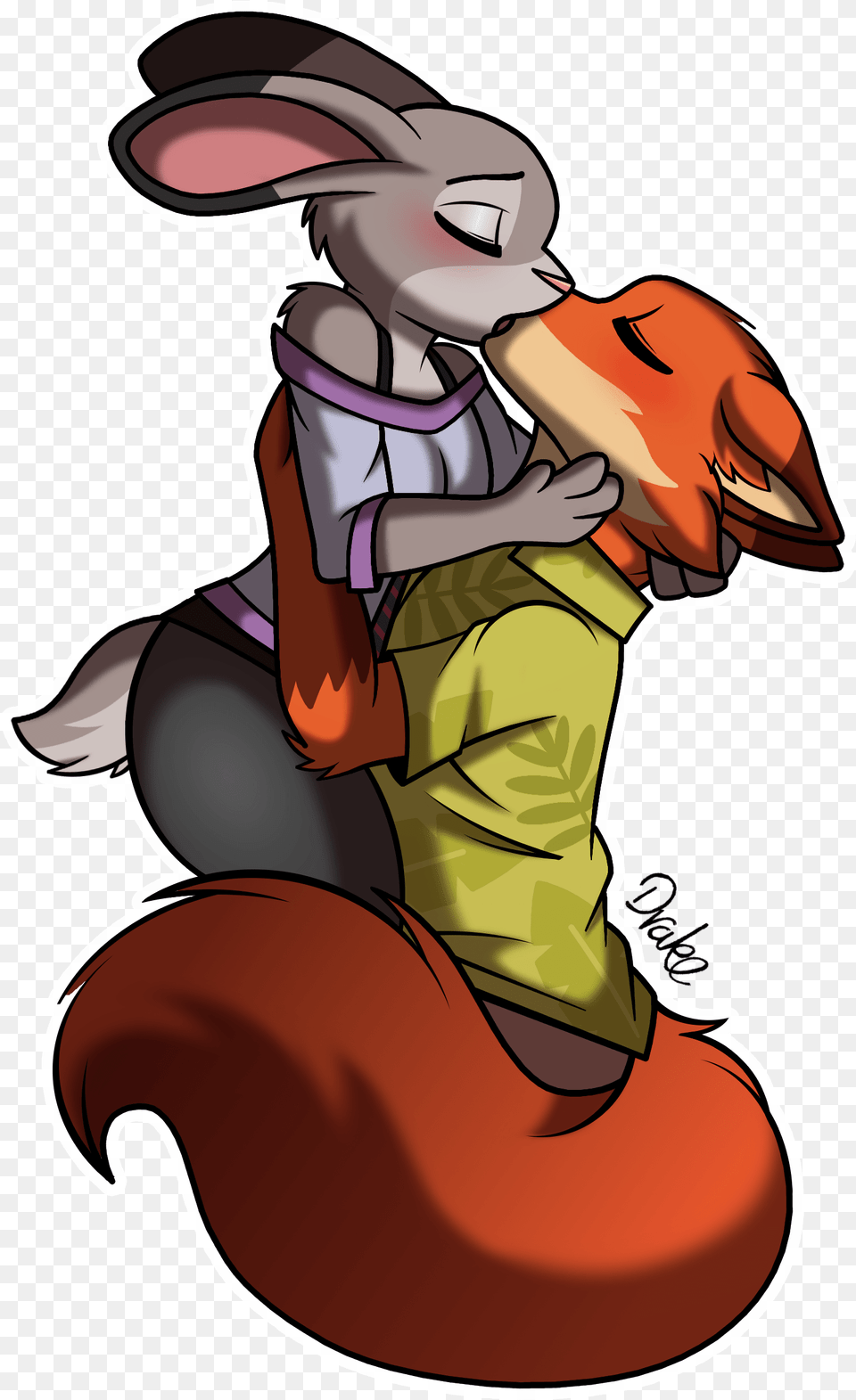 Drawn Kissing Fox Judy Hopps And Nick Wilde Kiss, Baby, Person, Cartoon Free Transparent Png